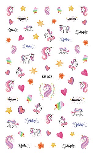 WOKOTO 6 Sheets Nail Adhesive Stickers With 1Pcs Tweezers kit Unicorn Image Nail Decals 3D Tips Manicure Sticker Kit For Girls Women - BeesActive Australia