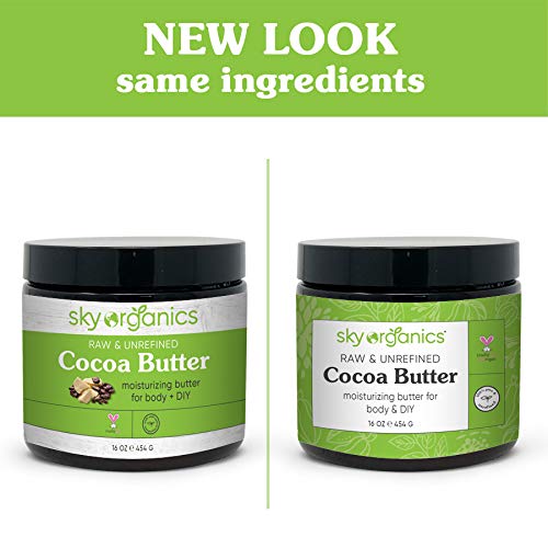 Cocoa Butter by Sky Organics (16 oz) Pure Unrefined Raw Cocoa Butter for Body, Hair and DIY Raw Cocoa Body Butter Natural Cocoa Butter 1 Pound (Pack of 1) - BeesActive Australia