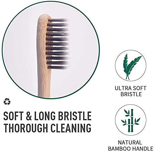 12 Pcs Eco-Friendly Charcoal Toothbrushes Natural Bamboo | Biodegradable Soft Bristle Toothbrush(12 Pack) 12 Count (Pack of 1) - BeesActive Australia