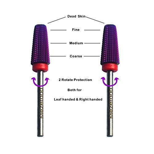 Purple Fine Nail Carbide 5 in 1 Nail Drill Bit - Two Way Rotate use for Both Left and Right Handed - Fast remove Acrylic or Hard Gel - 3/32" Shank - Manicure, Nail Art, Drill Machine 1pcs Fine - BeesActive Australia