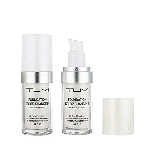 2PCS TLM Flawless Colour Changing Warm Skin Tone Foundation Makeup Base Nude Face Moisturizing Liquid Cover Concealer for Women Girls SPF15(30ml) - BeesActive Australia