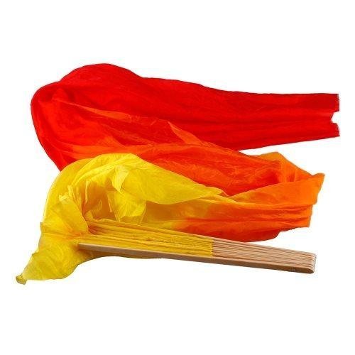 eoocvt 1.8M Hand Made Belly Dance Dancing Silk Bamboo Long Fan for Party Stage Performance - BeesActive Australia