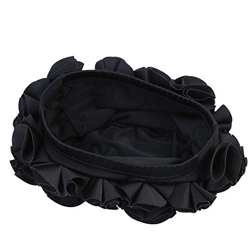 Keenso Flower Swim Hat，Bathing Women Children Retro Floral Flower Fashion Elastic Swiming Hat Long Hair Swim Bathing black - BeesActive Australia