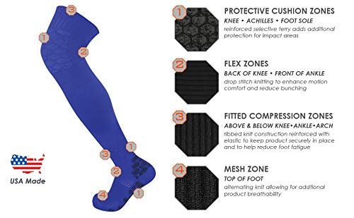 TCK High Over the Knee Athletic Sports Performance Socks with Flex, Compression & Extra Cushion Zones Large White - BeesActive Australia