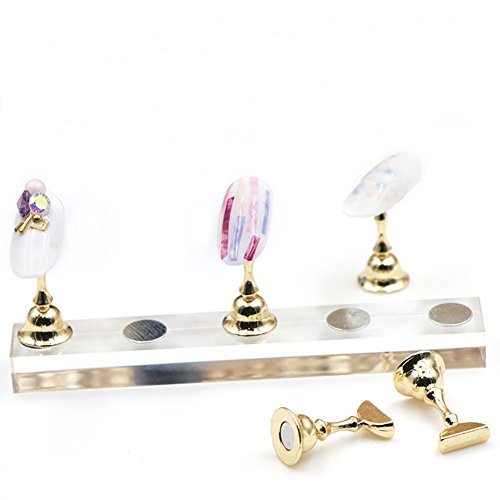 wesell Acrylic Nail Art Practice Stands Magnetic Nail Tips Holders Training Fingernail Display Stands DIY Nail Crystal Holders Manicure Tools,2 Set 2 set - BeesActive Australia