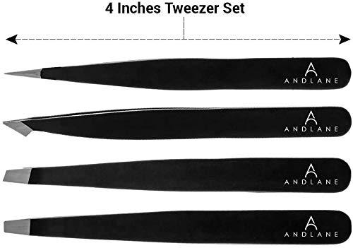 Tweezers Professional - Eyebrow Tweezers Set for Women and Men- Splinter and Ingrown Hair Removal by Andlane (4 Different Tweezer Tips) - BeesActive Australia