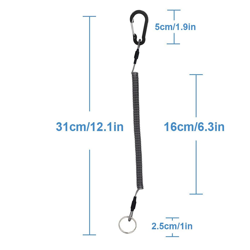 Lix&Rix Stretchy Coiled Lanyards for Keys Kayak Fishing Pliers Tools, Black Blue Green Red Yellow Silver, 6pcs - BeesActive Australia