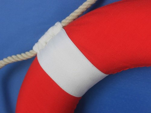 [AUSTRALIA] - Hampton Nautical Decorative Vibrant Red Lifering with White Bands, 15 inches 