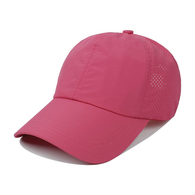 FASHIXD Ponytail Baseball Cap for Women Mesh Quick Dry Baseball Hat with Ponytail Hole Rose Red - BeesActive Australia