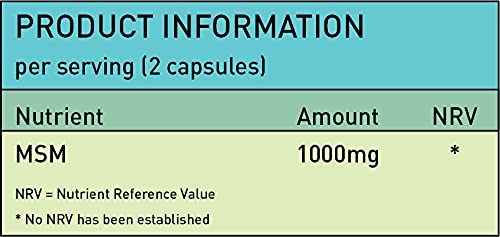 MSM 1000mg (Methylsulphonylmethane) Important Source of Organic Sulfur | Joint Support, Muscle Recovery & hair growth | 120 Capsules - BeesActive Australia