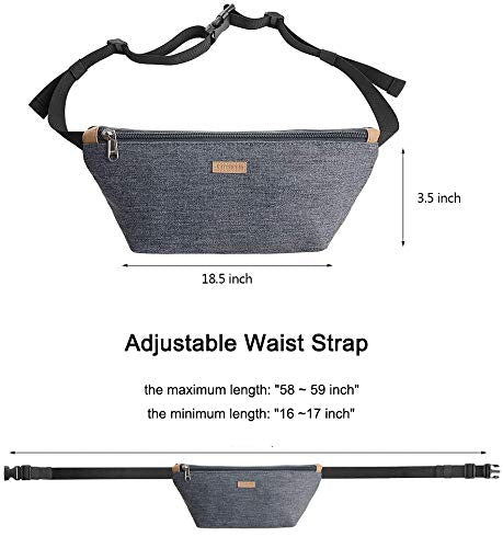 CGBE Waist Bag for Women Men, Running Fanny Pack Belt Bag with Adjustable Strap for Casual Hiking Cycling Dog Walking Fishing Gray - BeesActive Australia