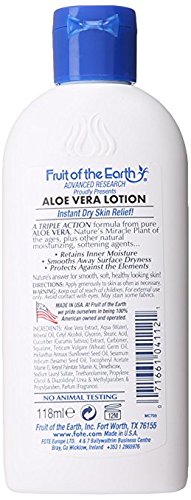 Fruit of the Earth Aloe Vera with Naturals Skin Care Lotion 4 Oz Travel Size (Pack of 3) - BeesActive Australia