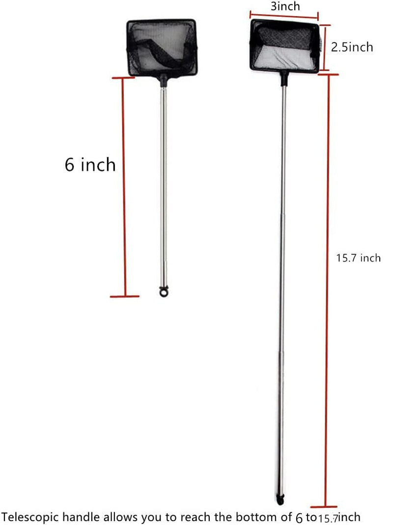 bnafes Fish Net for Fish Tank,2.5 Inch Deep Mesh Scooper with Extendable Handle up to 15.7 Inches Long Large Scoop, Telescopic Pond Skimmer Nets for Cleaning Tanks as Aquarium Accessories - BeesActive Australia