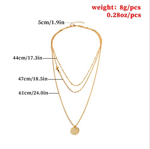 Adflyco Boho Jesus Layered Necklace Gold Circle Pendant Necklaces Chain Jewelry for Women and Girls - BeesActive Australia
