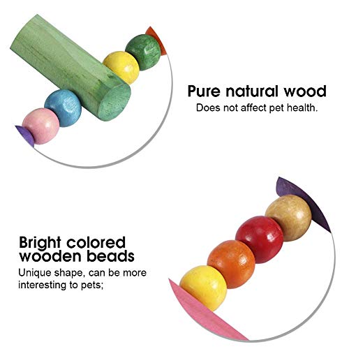 TOPINCN Natural Wood Climbing Ladder Toy Colorful Natural Wood Beads Climbing Ladder Toy Parakeet Swing Bird Toy with Hanging Hook - BeesActive Australia