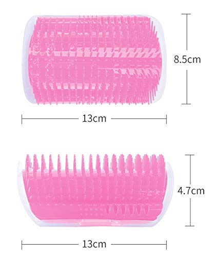 Hub's Gadget 2 Pack Cat Self Groomer, Wall Corner Massage Comb Grooming Brush with Catnip Pouch, Pink - BeesActive Australia