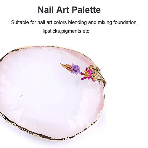 Mwoot Mix Palette, Resin Nail Art Palette Paint Drawing Color Dish Golden Edge Resin Stone Paint Drawing Color Dish Manicure Nail DIY Tool (White) White - BeesActive Australia