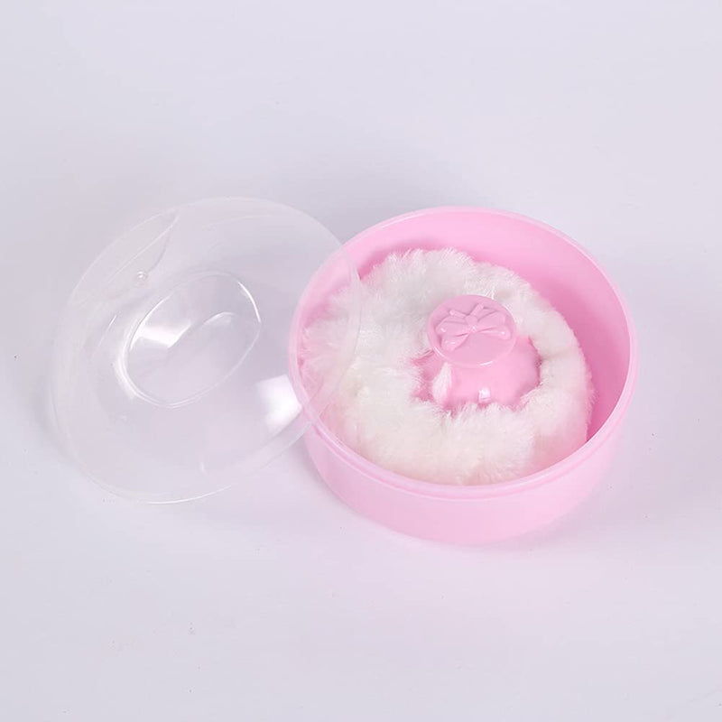 2PCS Baby Powder Puff Sponge Box Body Powder Case After-Bath Powder Container with Bath Cosmetic Powder Puffs for Home Travel Pink - BeesActive Australia