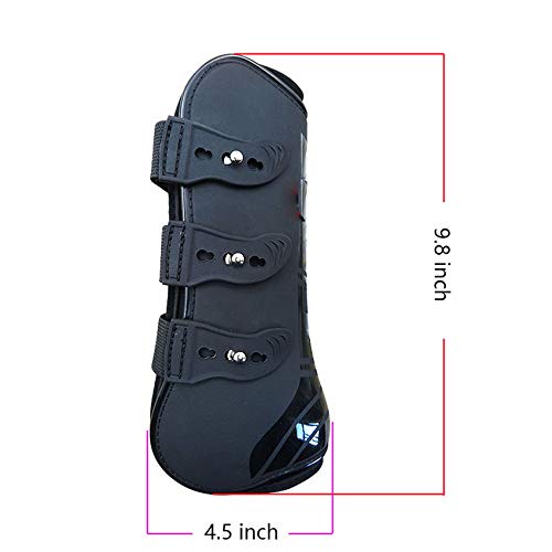 [AUSTRALIA] - Zelro Open Front Jumping Tendon and Hind Fetlock Horses Boots, Secure Leg Protection, Lightweight and Tough Dressage Horse Riding Equestrian Equipment Brown(2* Front Tendon Boots) 