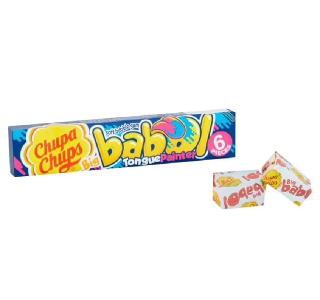 Chupa Chups Big Babol Bubble Gum - Blue Raspberry Tongue Painter (6 Gums Per Pack, 20 Packs) - BeesActive Australia