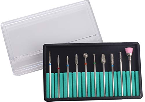 MZCMSL 10pcs Russian Cuticle Drill Bits,Safety Diamond Nail Bit,3/32 Shank efile Cuticle Bit Set with Case - BeesActive Australia