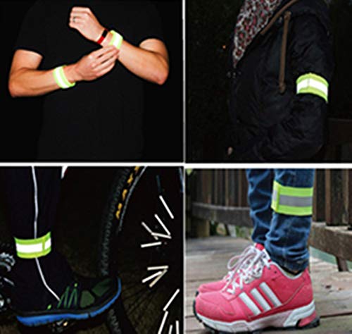 SGHVLU Running Reflective Vest 2 Pieces ElasticAdjustable ReflectiveVest with4 High-Visibility ReflectiveBelts Fluorescent Green - BeesActive Australia