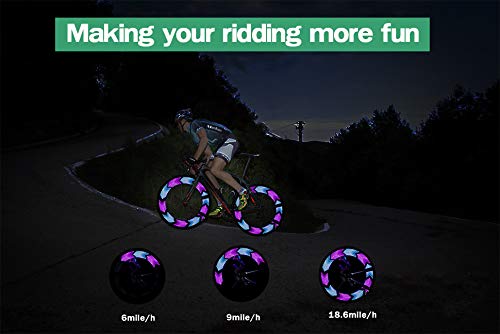 Singsinghome Bike Wheel Lights 14LED Waterproof Spoke Light Cycling Decoration Cool Bicycle Wheel Light Safety Tire Light 30 Patterns with Changing Color Auto On/Off 2 Pack - BeesActive Australia