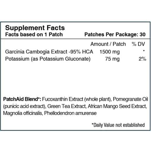 Patch Aid Garcinia Cambogia - 30 Daily Topical Patches. 100% Natural & Vegan. Allergy & Filler Free. High Absorption and More bioavailable. Suitable for Sensitive stomachs & bariatric. - BeesActive Australia