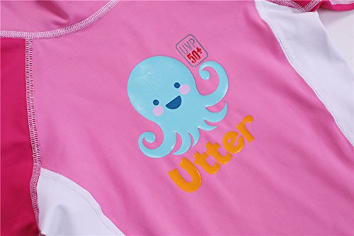 [AUSTRALIA] - UTTER Boys Girls Swimwear UPF50+ UV Long Sleeve Sun Suit Rash Guard Shirt Swimsuit Swimming Camping 0-13Y S(2-3Y) Pale Pink/Roseo/White 