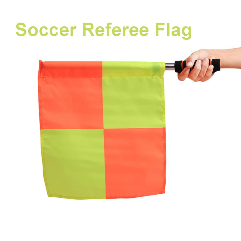 CORECISE Soccer Referee Flag Set,Match Football Linesman Flags,Red Yellow Cards with Notebook and Pencil,Coach Referee Stainless Steel Whistles with Lanyard for Sports, Soccer, Football, Basketball(Style 2) Style 2 - BeesActive Australia