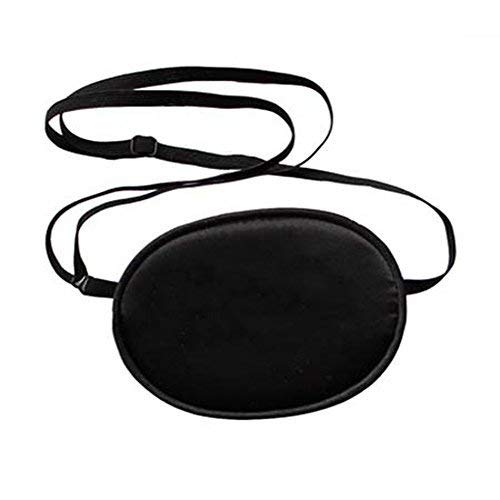 2 Pieces Silk Eye Patches, Adjustable Soft Eye Patch Elastic Eyepatche for Lazy Eye Amblyopia Strabismus for Adults Black and Pink - BeesActive Australia