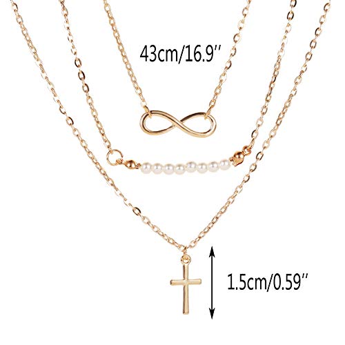 Missgrace Fashion Layered Necklace Dainty Cross Pendant Necklaces Jewelry for Women and Girls - BeesActive Australia