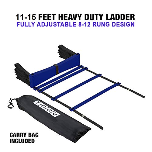 YOGU Agility Ladder Set Training Speed Ladder Footwork Equipment for Sports Soccer Football Exercise Fitness Workouts Drills 8 or 12 Adjustable Rungs Ladder with Carry Bag … Blue - 12 Rung - BeesActive Australia