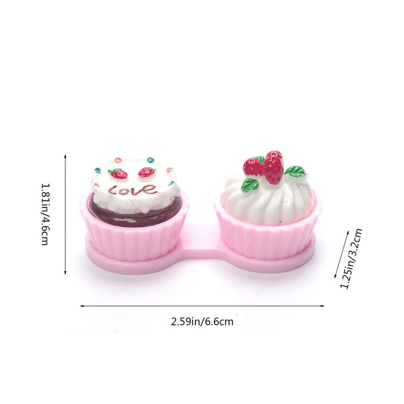 NA Contact Lens Case Cute Cake Shape Contact Lens Holder Portable Contact Lens Box for Home Travel Outdoor - BeesActive Australia