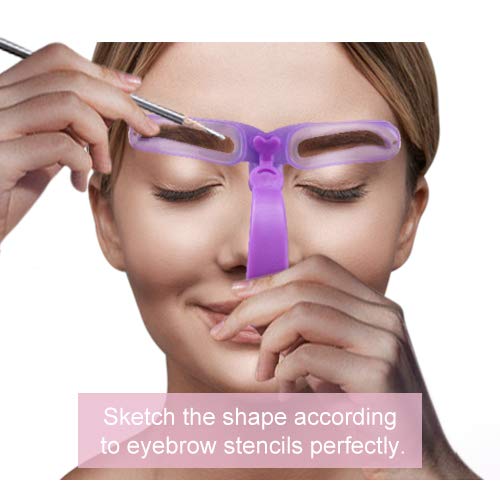 Eyebrow Stencils, Eyebrow Template, Eyebrow Shaping Kit, 8 Styles Reusable Eyebrow Stencil with Handle and Strap, Washable (Come with 1 Eyebrow Pencil) - BeesActive Australia