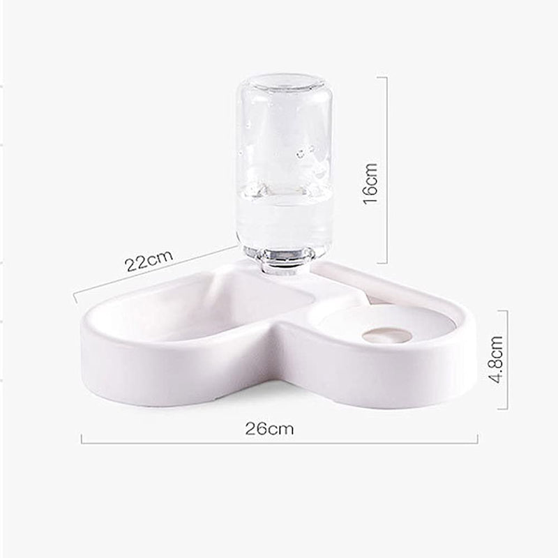 Double Dog Cat Bowls - Pets Water and Food Bowl Set with Automatic Water Bottle, Raised Pet Feeder Bowl for Cats and Small Dogs White - BeesActive Australia