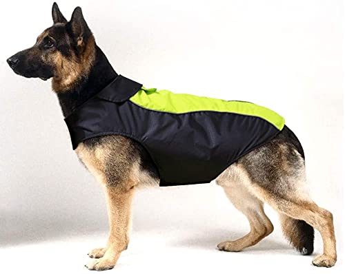 Flashseen Dog Raincoat Lightweight Waterproof Large Pet Dog Rain Jacket with Strip Reflective & Leash Hole Winter Dog Vest Warm Rain Coats Safety for Dogs and Puppies XXX-Large Green - BeesActive Australia
