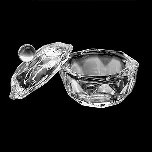 2Pcs Clear Nail Art Acrylic Liquid Powder Dappen Dish Bowl Glass Crystal Cup Glassware with Lid for Nail Art Manicure Care Tools - BeesActive Australia