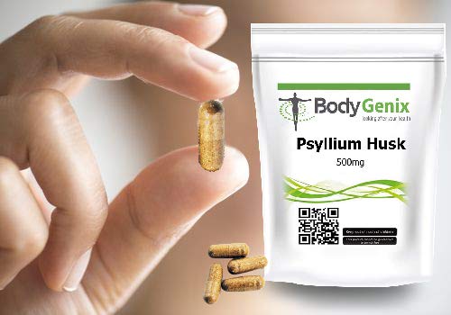 Psyllium Husk 500mg Capsules Bodygenix UK Rich Fibre Source Weight Loss Control (120) 120 - BeesActive Australia