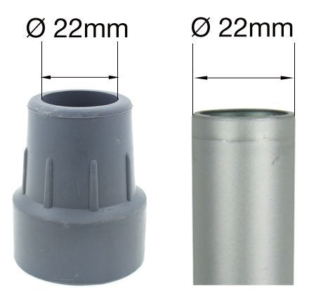 Qty: 8X 22mm 7/8" Heavy Duty Rubber Ferrules for Crutches - Grey - by Lifeswonderful® - BeesActive Australia