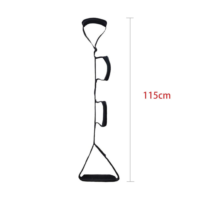 Foot Mobility Aid Tool Multi-Loop Adjustable Leg Lifting Strap Rigid Foot Lifter Hand Grip Foot Lifting Device Portable Padded Handgrips for Elderly Handicap Disabled Aids for Wheelchair Bed Couch Black B - BeesActive Australia