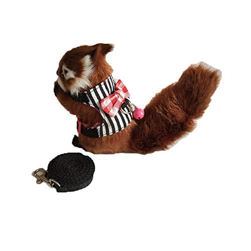 Small Animal Harness Vest and Leash Set Soft Mesh Small Pet Harness Hamster Rabbit Chest Back Outdoor Leash Traction Rope for Rabbit Ferret Guinea Pig Kitten Clothes Accessory S Black Stripe - BeesActive Australia