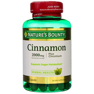 Nature's Bounty Cinnamon 2000mg Plus Chromium, Dietary Supplement Capsules 60 ea (Pack of 2) - BeesActive Australia