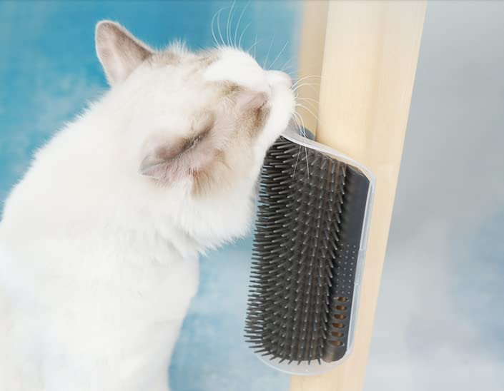 Magnoloran 6 Pack Cat Self Groomer with Catnip Pouch Wall Corner Groomers Cat Face Scratcher Pet Grooming Brush Massage Combs for Short Long Haired Cats Fur Pets Dog Kitten Puppy 2 Grey+1 Black+1 Dark Blue+1 Light Blue+1 Pink - BeesActive Australia