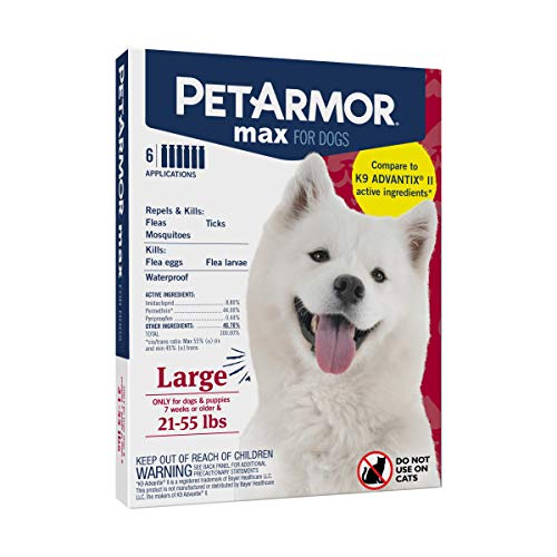 PetArmor Max Flea, Tick and Mosquito Prevention for Large Dogs (21 to 55 Pounds), 6 Monthly Treatments - BeesActive Australia
