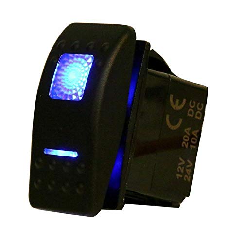 [AUSTRALIA] - Amarine Made 12v 20 Amp Waterproof On-Off-On 2 Position Boat Marine DPDT 7 Pin Rocker Switch with 2 Led Lamps (Blue) 