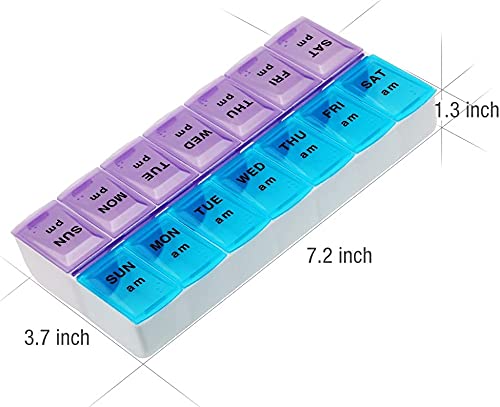 Heavy Duty 7 Day Pill Box Vitamin Medicine Tablet Dispenser Organiser Weekly Storage Case for PM AM - BeesActive Australia