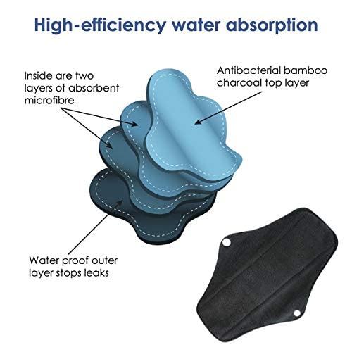 Large Reusable / Washable Menstrual / Sanitary Towels / Pads (6 Pads / washbag / travelbag ) an eco Friendly Alternative Made with Bamboo Charcoal by Infinityeco - Pop Leopard (Large) With Wings Large - BeesActive Australia