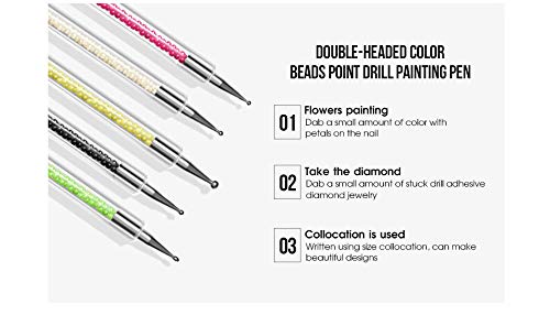GBSTORE 5Pcs Double Ended Dotting Pen Tool Nail Art Tip Dot Paint Manicure Tool，5 Colors - BeesActive Australia