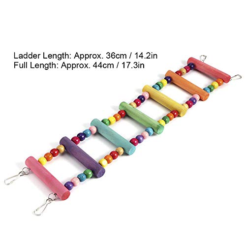 TOPINCN Natural Wood Climbing Ladder Toy Colorful Natural Wood Beads Climbing Ladder Toy Parakeet Swing Bird Toy with Hanging Hook - BeesActive Australia